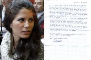 Difunden presunta carta de agradecimiento de Eva Bracamonte