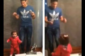 Tierno: James le enseña a bailar a su hija el ‘Ras Tas Tas’ (VIDEO)