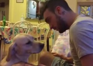No vas a creer cómo este perro abraza a su dueño (VIDEO)