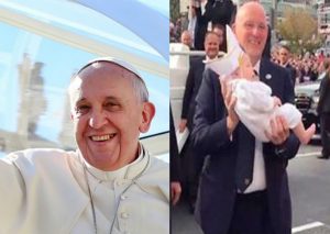 Bebé vestida de ‘sumo pontífice’ robó el corazón del Papa Francisco (VIDEO)