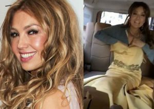 Thalía se viste en su auto frente a las cámaras (VIDEO)