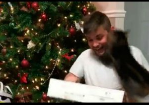 Facebook:  Quería abrir su regalo y gato reaccionó así – VIDEO