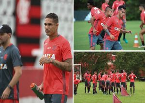 Paolo Guerrero y Miguel Trauco chocaron en entrenamiento del Flamengo