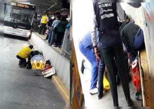 Metropolitano: Mujer sufre aparatosa caída al abordar el bus en la estación naranjal