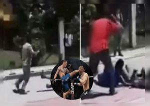 Escolares se golpean al mismo estilo de la ‘UFC’ y profesor los calma a correazos