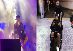 Nicky Jam canta desde su silla de ruedas en un concierto