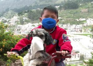 Niño enternece las redes al ponerle mascarilla a su perro para protegerlo del Covid