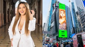 Amy Gutiérrez aparece en el Times Square de New York | VIDEO