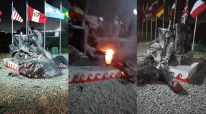 Hampones queman “Huaco Erótico” en el distrito de Moche | VIDEO