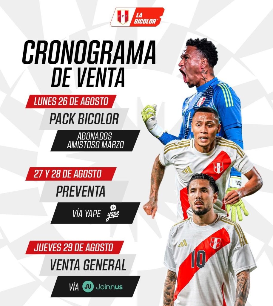 Cronograma venta de entradas Perú vs. Colombia Eliminatorias Mundial 2026